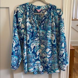 Lilly Pulitzer Elsa Silk Top - Keep On Trunkin